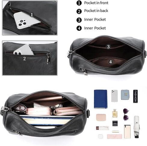 KL928 Crossbody Purses for Women Shoulder Bags with 2 Straps,Black in Kuwait