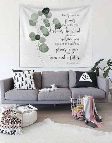 Knibeo Christian Tapestry Wall شنقا جماليا، مزمور 23 نسيج آية الكتاب المقدس، نسيج يسوع، ديكور جدار الكتاب المقدس المسيحي، خلفية مسيحية، نسيج الأزهار، 50 × 60 بوصة in Kuwait