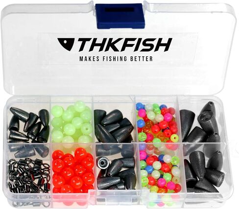جهاز صيد السمك من THKFISH تكساس وكارولينا، أوزان رصاصة لصيد الأسماك، خطافات دوارة، حلقات خرز، مجموعة أدوات صيد الأسماك 35 قطعة/339 قطعة/389 قطعة in Saudi Arabia