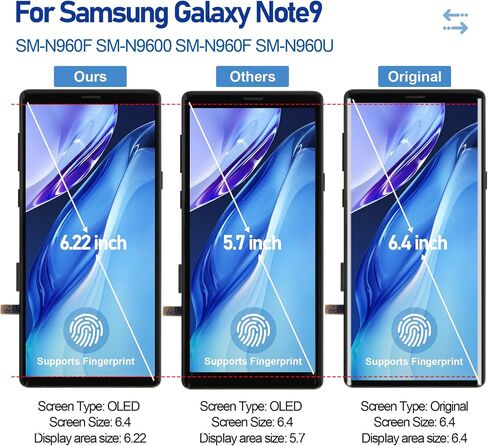قطعة بديلة للشاشة لهاتف Samsung Galaxy Note 9 SM-N960، SM-N960F، SM-N960U 6.4 بوصة OLED LCD مجموعة رقمية تعمل باللمس مع أدوات (أسود مع إطار) in Kuwait