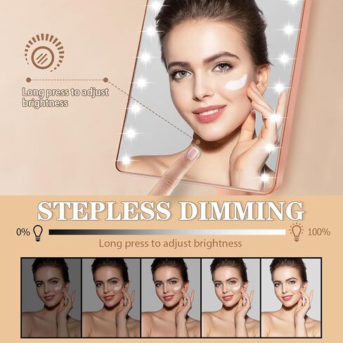 Lighted Makeup Mirror with Lights, Vanity Mirror with Lights, 16 LEDS Dimmable Touch Screen Desk Mirror with Light, Dual Power Supply, Gifts for Teenage Girls, Dorm Room Essentials for College Student in Saudi Arabia