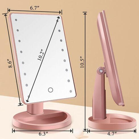Lighted Makeup Mirror with Lights, Vanity Mirror with Lights, 16 LEDS Dimmable Touch Screen Desk Mirror with Light, Dual Power Supply, Gifts for Teenage Girls, Dorm Room Essentials for College Student in Saudi Arabia