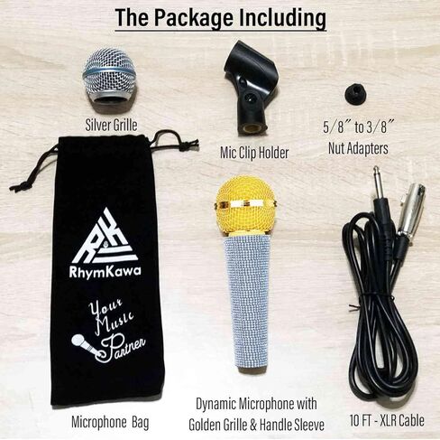 KSM 58 Gold Handle Cardioid Dynamic Vocal Microphone with 10 FT XLR Cable and Stand Shining for Singing, Broadcasting, YouTube, Live Streaming, Recording in Saudi Arabia