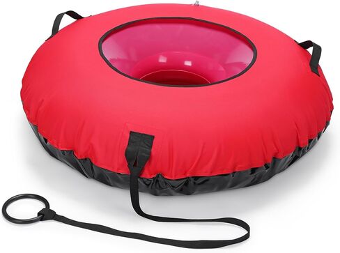 Navaris Inflatable Snow Tube - Round 100 cm (40") Adult Snow Sledge with Handles - Heavy Duty Sledging Sled for Sledding - Max Weight 90 kg (250 lbs) - Red in Saudi Arabia