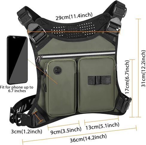 Chest Bag for Men, Waterproof Sports Utility Chest Pack with Water Bottle Holder&Phone Holder, Lightweight&Adjustable EDC Sports Chest Bag for Workout Running Fishing Cycling Hiking Skiing in Kuwait