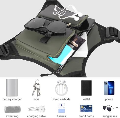 Chest Bag for Men, Waterproof Sports Utility Chest Pack with Water Bottle Holder&Phone Holder, Lightweight&Adjustable EDC Sports Chest Bag for Workout Running Fishing Cycling Hiking Skiing in Kuwait