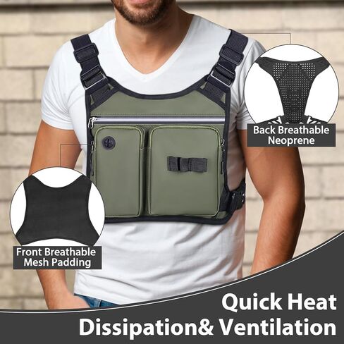 Chest Bag for Men, Waterproof Sports Utility Chest Pack with Water Bottle Holder&Phone Holder, Lightweight&Adjustable EDC Sports Chest Bag for Workout Running Fishing Cycling Hiking Skiing in Kuwait