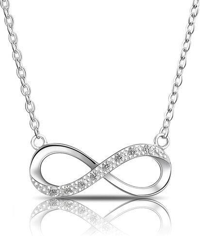 ELEGANZIA إنفينيتي الحب قلادة للنساء أمي ابنة صديقة، 925 الفضة الاسترليني تألق مكعب زركونيا إلى الأبد الحب القلب الصليب قلادة قلادة مجوهرات هدية عيد ميلاد الذكرى in Kuwait