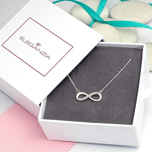 ELEGANZIA إنفينيتي الحب قلادة للنساء أمي ابنة صديقة، 925 الفضة الاسترليني تألق مكعب زركونيا إلى الأبد الحب القلب الصليب قلادة قلادة مجوهرات هدية عيد ميلاد الذكرى in Kuwait