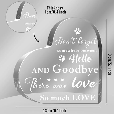 Sympathy Gift for Loss of Dog Pet Memorial Gift Heart Acrylic Sign for Table Desk Decor Memorial Keepsake Dog Remembrance Gifts for Loss of Dog in Kuwait