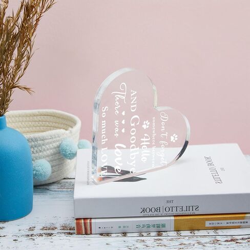 Sympathy Gift for Loss of Dog Pet Memorial Gift Heart Acrylic Sign for Table Desk Decor Memorial Keepsake Dog Remembrance Gifts for Loss of Dog in Kuwait