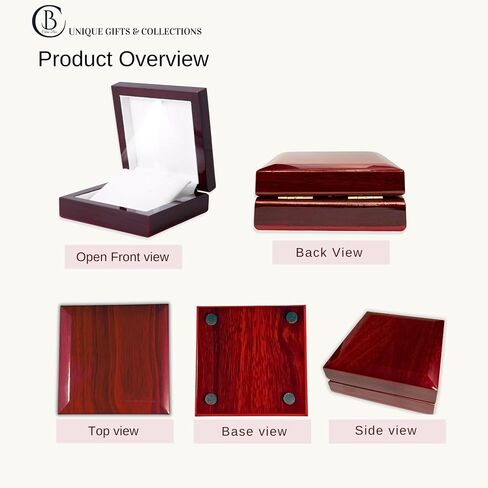 Wooden Jewelry Box with LED Light for Pendant Necklace Gift, 4 x 4 x 1.5 Inches Empty Wood Case White Interior for Special Occasions, 1 Pack, Mahogany in Saudi Arabia