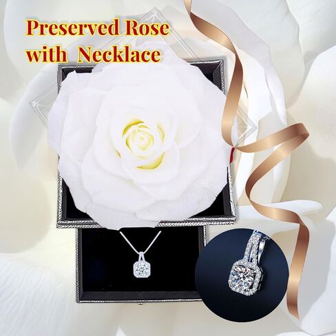 SereneLane Preserved Red Real Rose Necklace Jewelry Box Valentine's Day Christmas Birthday Wedding Anniversary Thanksgiving Gift for Mother Grandma Wife Girlfriend (Red) in Saudi Arabia