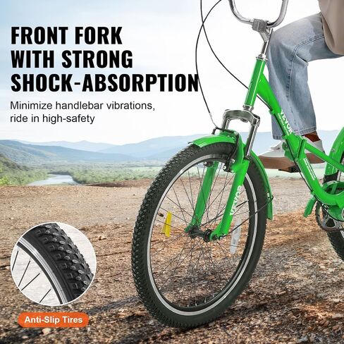 VEVOR Folding Adult Tricycle,Adult Folding Trikes, 3 Wheel Cruiser Bike with Large Basket & Adjustable Seat, Shopping Picnic Foldable Tricycles for Women, Men, Seniors in Saudi Arabia
