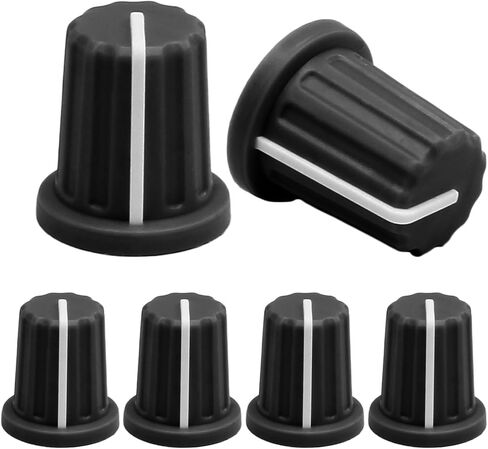 Hordion 6pcs 6mm D Type Potentiometer Knob, Guitar Volume Rotary Knob Control Knob Replacement for Encoder Electric Guitar Speaker Mixer Board DJ Controller, Black in Kuwait