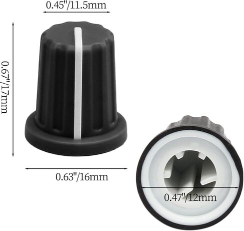 Hordion 6pcs 6mm D Type Potentiometer Knob, Guitar Volume Rotary Knob Control Knob Replacement for Encoder Electric Guitar Speaker Mixer Board DJ Controller, Black in Kuwait