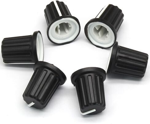 Hordion 6pcs 6mm D Type Potentiometer Knob, Guitar Volume Rotary Knob Control Knob Replacement for Encoder Electric Guitar Speaker Mixer Board DJ Controller, Black in Kuwait
