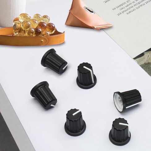 Hordion 6pcs 6mm D Type Potentiometer Knob, Guitar Volume Rotary Knob Control Knob Replacement for Encoder Electric Guitar Speaker Mixer Board DJ Controller, Black in Kuwait