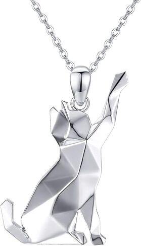 Midir&Etain 925 الفضة الاسترليني الأبعاد حساسة اوريغامي السلاحف والقط قلادة هدية عيد ميلاد للنساء الذين يحبون القطط والسلاحف in Kuwait