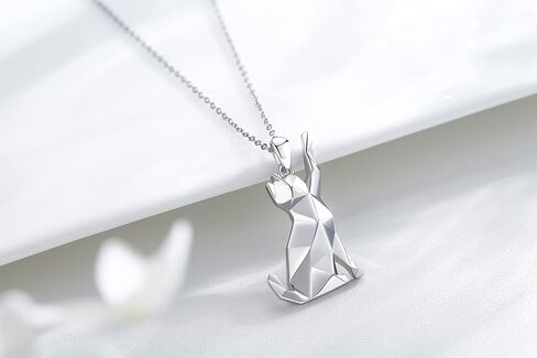 Midir&Etain 925 الفضة الاسترليني الأبعاد حساسة اوريغامي السلاحف والقط قلادة هدية عيد ميلاد للنساء الذين يحبون القطط والسلاحف in Kuwait