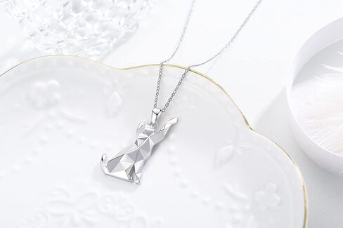 Midir&Etain 925 الفضة الاسترليني الأبعاد حساسة اوريغامي السلاحف والقط قلادة هدية عيد ميلاد للنساء الذين يحبون القطط والسلاحف in Kuwait