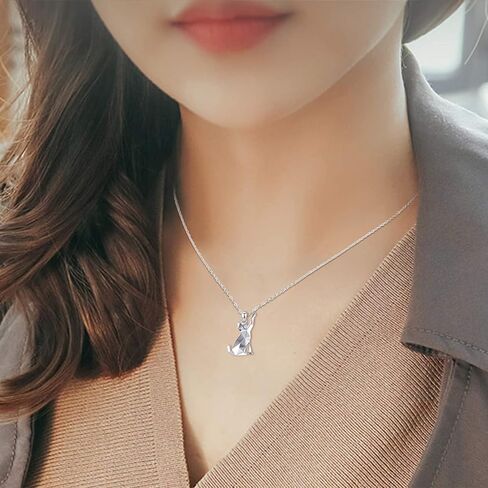 Midir&Etain 925 الفضة الاسترليني الأبعاد حساسة اوريغامي السلاحف والقط قلادة هدية عيد ميلاد للنساء الذين يحبون القطط والسلاحف in Kuwait