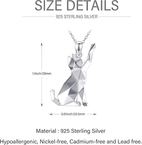 Midir&Etain 925 الفضة الاسترليني الأبعاد حساسة اوريغامي السلاحف والقط قلادة هدية عيد ميلاد للنساء الذين يحبون القطط والسلاحف in Kuwait