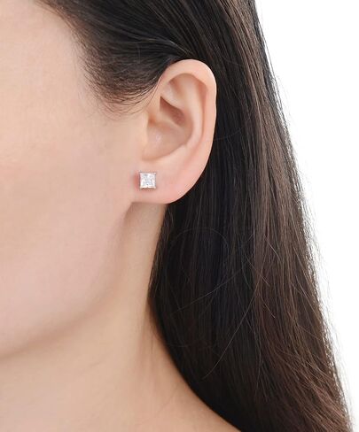 3 Pairs Surgical Stainless Steel Screw Back Stud Earrings, Heart Square Princess Cut Horse Eye Teardrop Triangle Cubic Zirconia Stud Earrings Set in Saudi Arabia