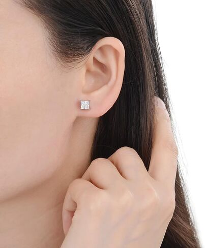 3 Pairs Surgical Stainless Steel Screw Back Stud Earrings, Heart Square Princess Cut Horse Eye Teardrop Triangle Cubic Zirconia Stud Earrings Set in Saudi Arabia