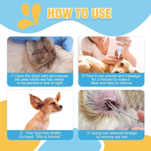 Ninibabie Dog Ear Cleaner,Dog Ear Powder for Hair Removal 42g,Dog Ear Infection Treatment with Pet Ear/Nose Hair Puller Grooming Hemostat,Remove Ear Wax&Odor in Pets in Saudi Arabia