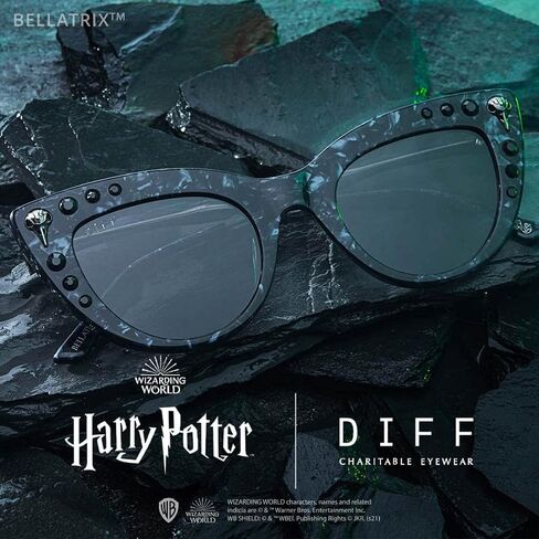 DIFF Harry Potter النظارات الشمسية هيرميون جرانجر ديزاينر نظارات شمسية دائرية للنساء حماية من الأشعة فوق البنفسجية 400، ذهبي + رمادي in Saudi Arabia