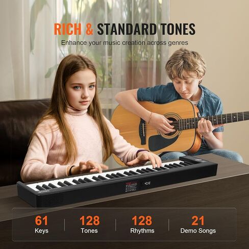 VEVOR Bluetooth & MIDI، بيانو رقمي إلكتروني محمول قابل للطي مع حقيبة دواسة مستدامة تعمل باللمس، قابلة لإعادة الشحن للمبتدئين والمراهقين والبالغين، 88 مفتاحًا أبيض (BX-20) in Saudi Arabia