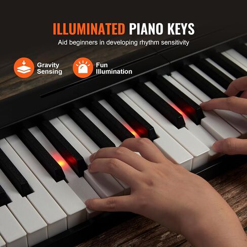 VEVOR Bluetooth & MIDI، بيانو رقمي إلكتروني محمول قابل للطي مع حقيبة دواسة مستدامة تعمل باللمس، قابلة لإعادة الشحن للمبتدئين والمراهقين والبالغين، 88 مفتاحًا أبيض (BX-20) in Saudi Arabia