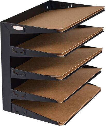 Desk File Organizer Shelf Rack, Metal, black(4 Tier) in Saudi Arabia
