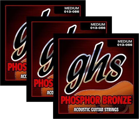 سلاسل GHS S335 أوتار جيتار صوتي برونزي فوسفور، متوسط ​​(.013-.056)، مجموعة واحدة، 3 مجموعات من S335 in Kuwait