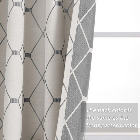 نان سبرينغ ستائر بنمط هندسي بطول 120 انش مع جيب طويل لقضيب التعليق/عروة خلفية/حزام خطاف/حلقات بمشبك لغرفة المعيشة، مجموعة من لوحين، 52 × 120، بني in Kuwait