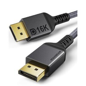 Maxonar VESA Certified DisplayPort 2.1 Cable, 6.6 ft/2M 16K DisplayPort Cable 2.0 Supports 80Gbps,16K@60Hz, 10K@60Hz, 8K@60Hz, 4K@165Hz, HDR, HDCP 2.2 for Gaming Monitor, TV, PC, Laptop
