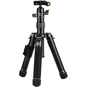 Fotopro FY820 Mini Tripod, 1.6lbs Lightweight Camera Tripod with 360 Degree Ball Head Phone Mount for Selfie Vlog Max Load up to 6.6 lbs Foldable Size 8.6-55 inch,Grey