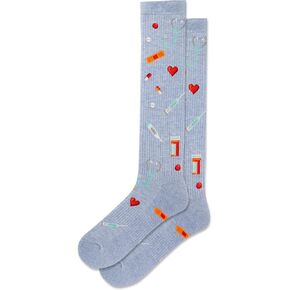 Hot Sox Women's Fun Compression Knee High Socks-1 Pair Pack-Cool & Cute Athletic Gifts, Plants (Natural Melange), 4-10