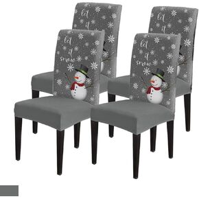 Savannan Merry Christmas Dining Chair Slipcover, Truck Tree Vintage Board Wood Grain Buffalo Check Stretch Covers Removable Parsons Protector for Kitchen Room Banquet Party, Set of 8 Carsan3372