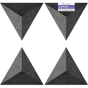 Starfavor 4 PCS Bass Traps Acoustic Foam Corner,16.5" Triangle 12" Depth Triangular Sound Proof Panels for Walls,High Density and Fire-Proof Acoustic Foam Panel Recording Studio Acoustical Treatments in Kuwait
