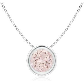 Angara Natural Morganite Solitaire Pendant Necklace for Women, Girls in 14K Solid Gold/Platinum | Jewelry Gift for Her | Birthday|Wedding Anniversary