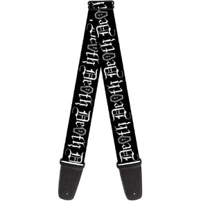 Guitar Strap Death Coffin Old English Black White 2 Inches Wide