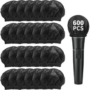 600 Pcs Disposable Microphone Covers Non Woven, Microphone Cover Disposable, Microphone Cover Windscreen Protective Cap for Microphone