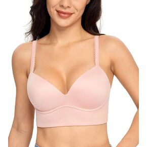 Lemorosy Women's Push Up Wireless Padded Bralettes Lace Plunge Multiway Everyday Bra