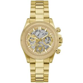 GUESS Ladies 39mm Watch - Gold Tone Strap Clear Dial Two-Tone Case