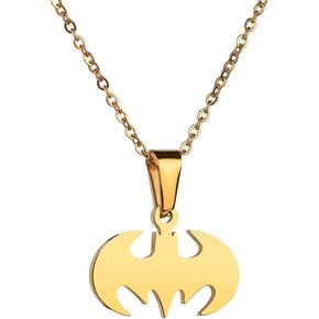 ClosJery Bat Necklace for Men Women Stainless Steel Gold Silver Lightweight Fashion Anime Goth Cool Hippie Bat Pendant Necklace Jewelry Gift for Teens