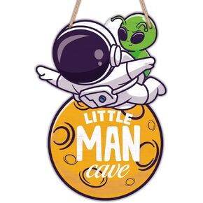 Space Decor for Boys Room Little Man Cave Sign Space Themed Bedroom Decor Space Astronaut Door Sign Hanging Decor for Baby Boys Room Nursery Playroom Wall Decorations Christmas in Kuwait