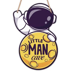 Space Decor for Boys Room Little Man Cave Sign Space Themed Bedroom Decor Space Astronaut Door Sign Hanging Decor for Baby Boys Room Nursery Playroom Wall Decorations Christmas