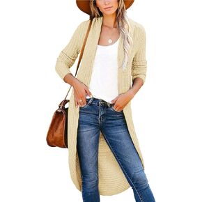 Jayscreate Women's Chunky Knit Cardigan Sweaters Two Ways to Wear Lightweight 2023 Open Front Long Sleeve Cardigan Grey